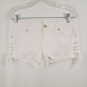 Forever 21 White Side Lace Up Jean Shorts Size 24